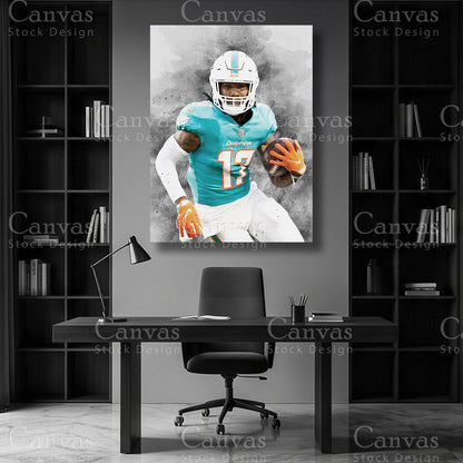 Premium Jaylen Waddle canvas decor for a football themed room