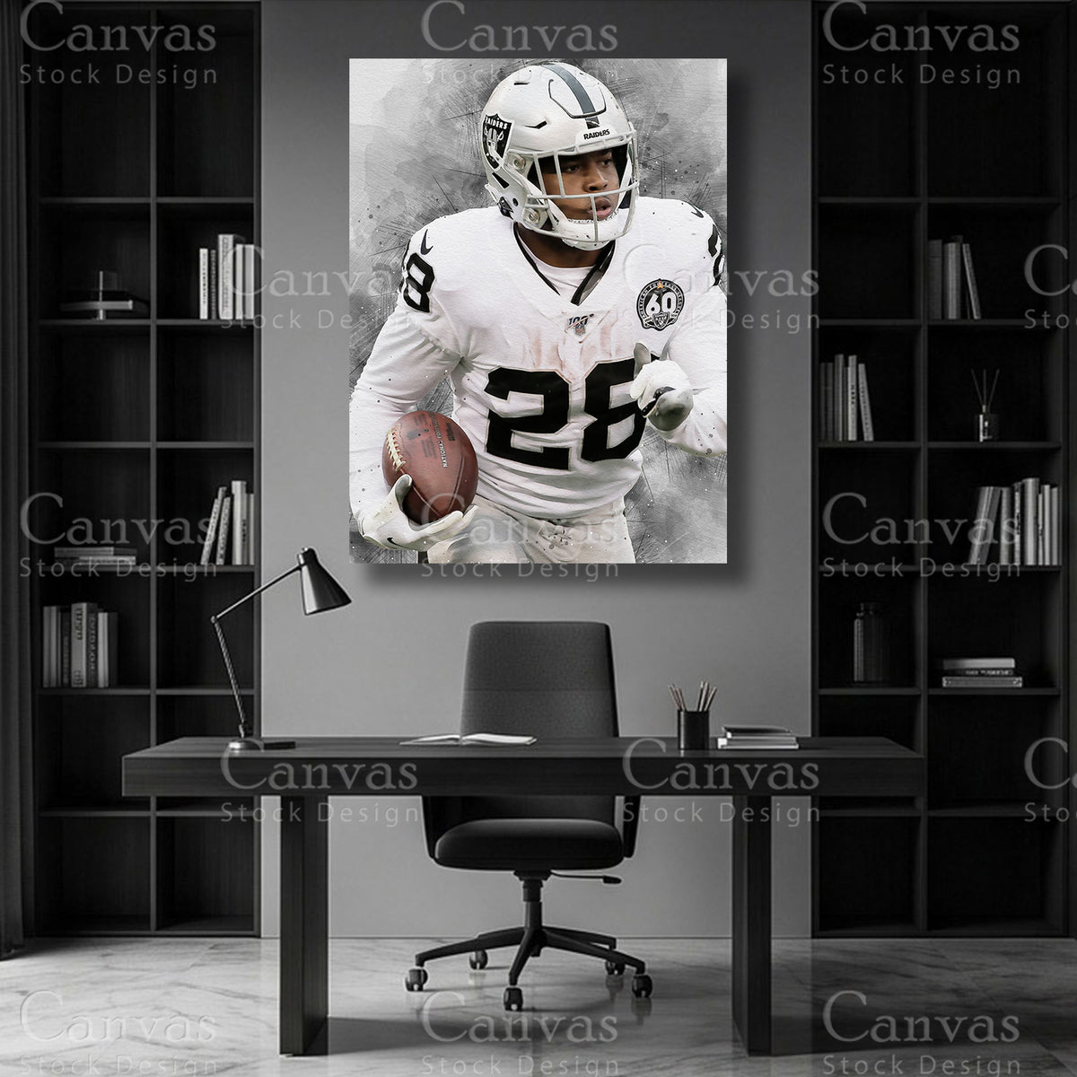 Premium Josh Jacobs canvas print for a fan display