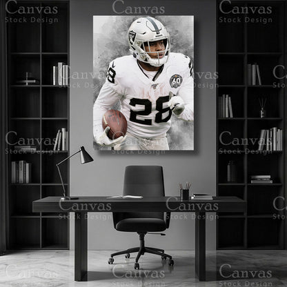 Premium Josh Jacobs canvas print for a fan display