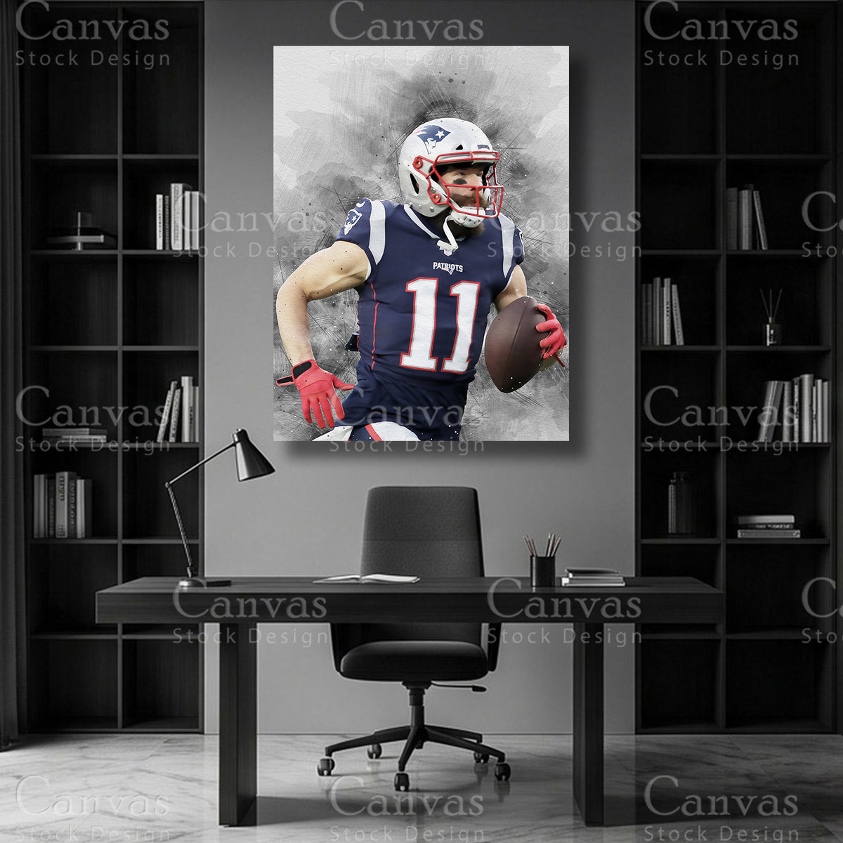 Premium Julian Edelman football artwork for home decor