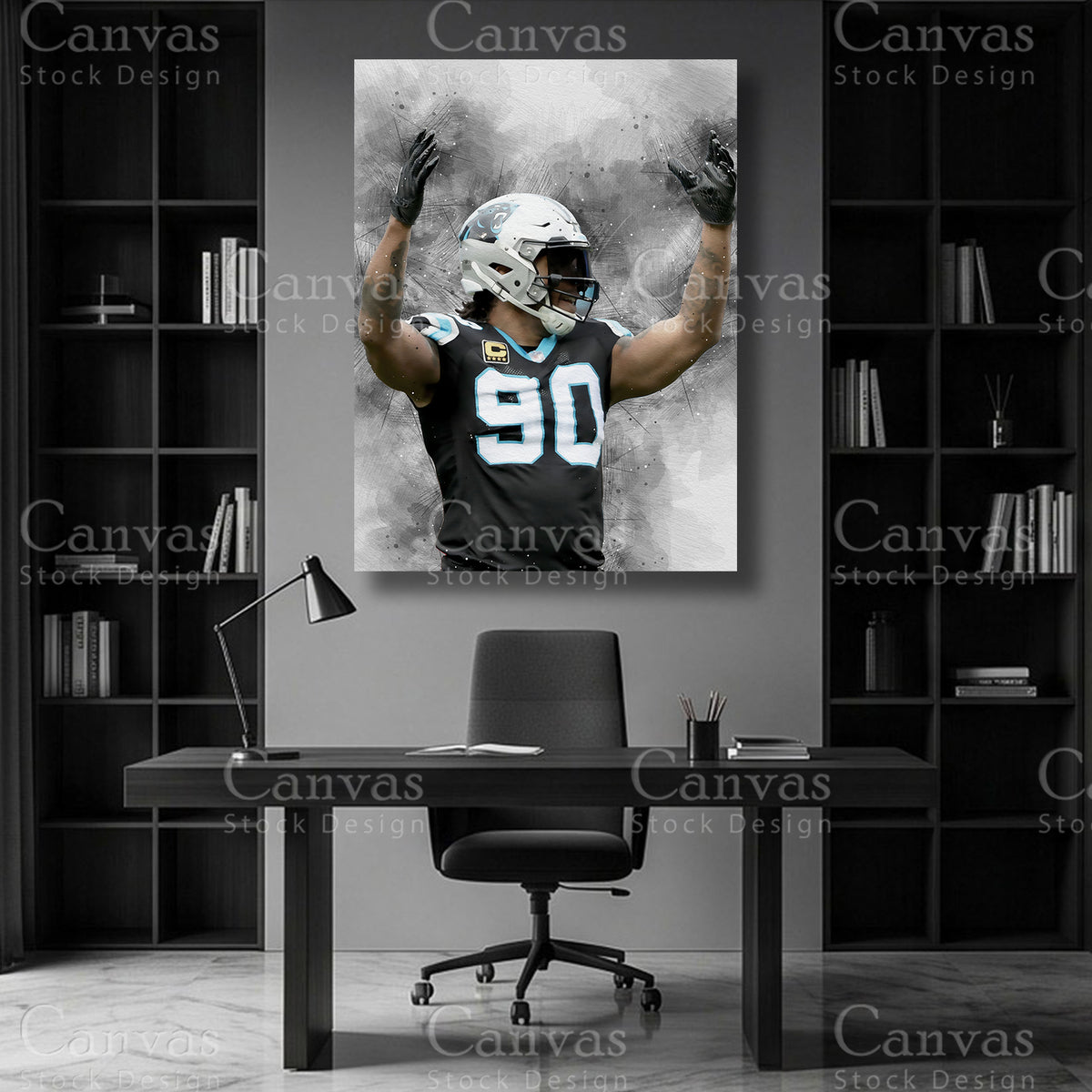 Premium Julius Peppers football canvas for a home display