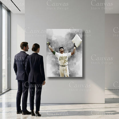 Premium baseball legend wall art inspired by Rickey Henderson