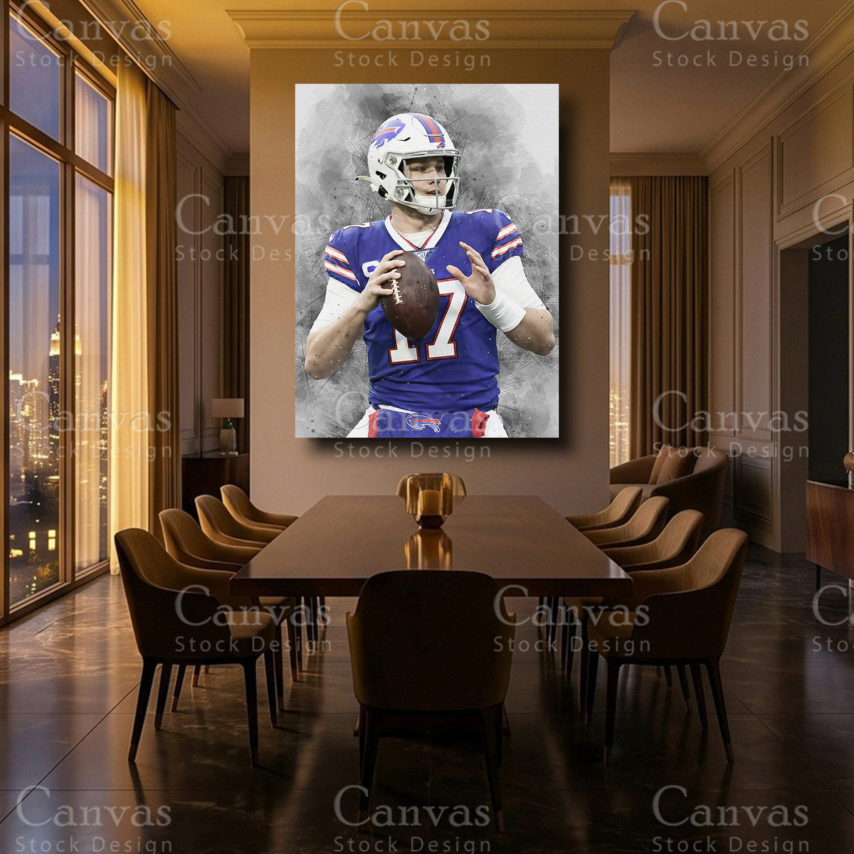 Quarterback inspired wall art featuring Josh Allen