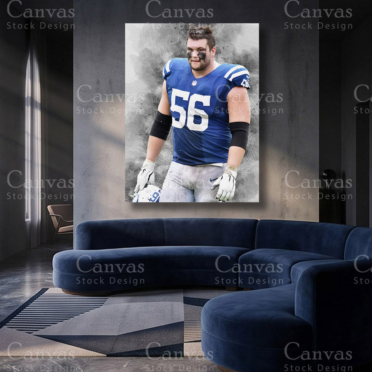 Quenton Nelson premium football canvas artwork