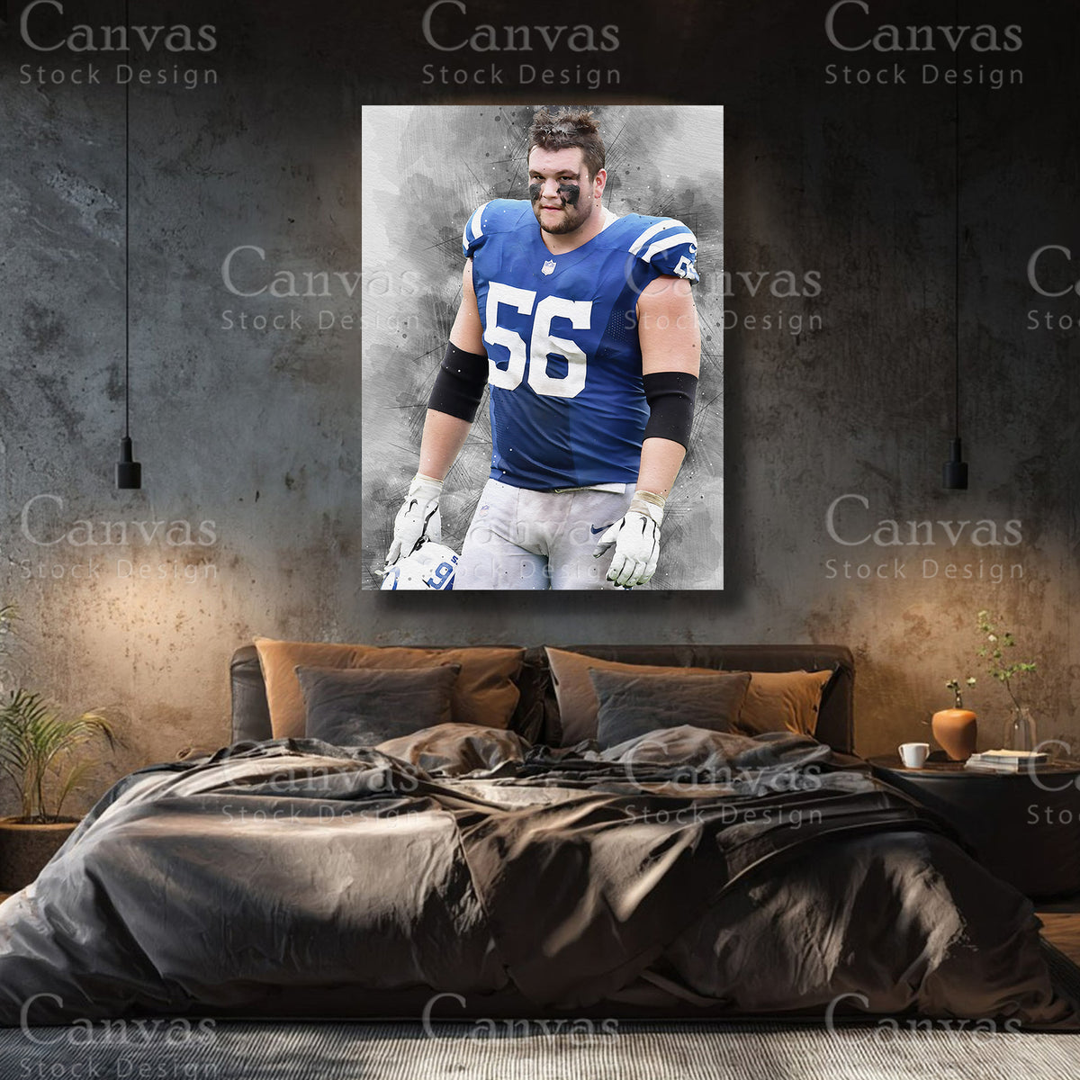 Quenton Nelson premium NFL canvas with black floating frame