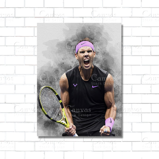 Rafael Nadal tennis champion canvas wall art – tennis poster print for sports rooms and fan caves