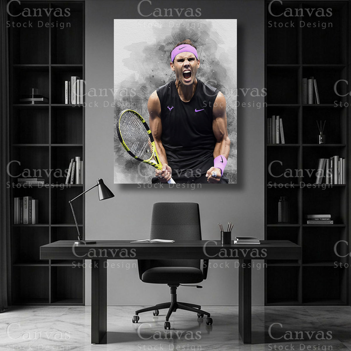 Rafael Nadal Tennis Player Wall Art on Premium Canvas