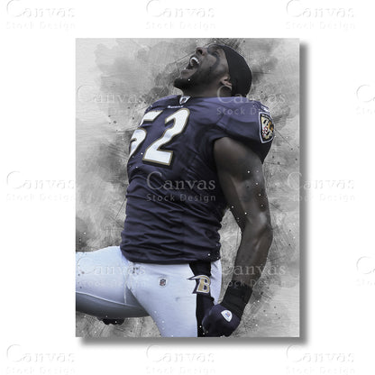 Ray Lewis Defensive NFL Canvas Wall Art
