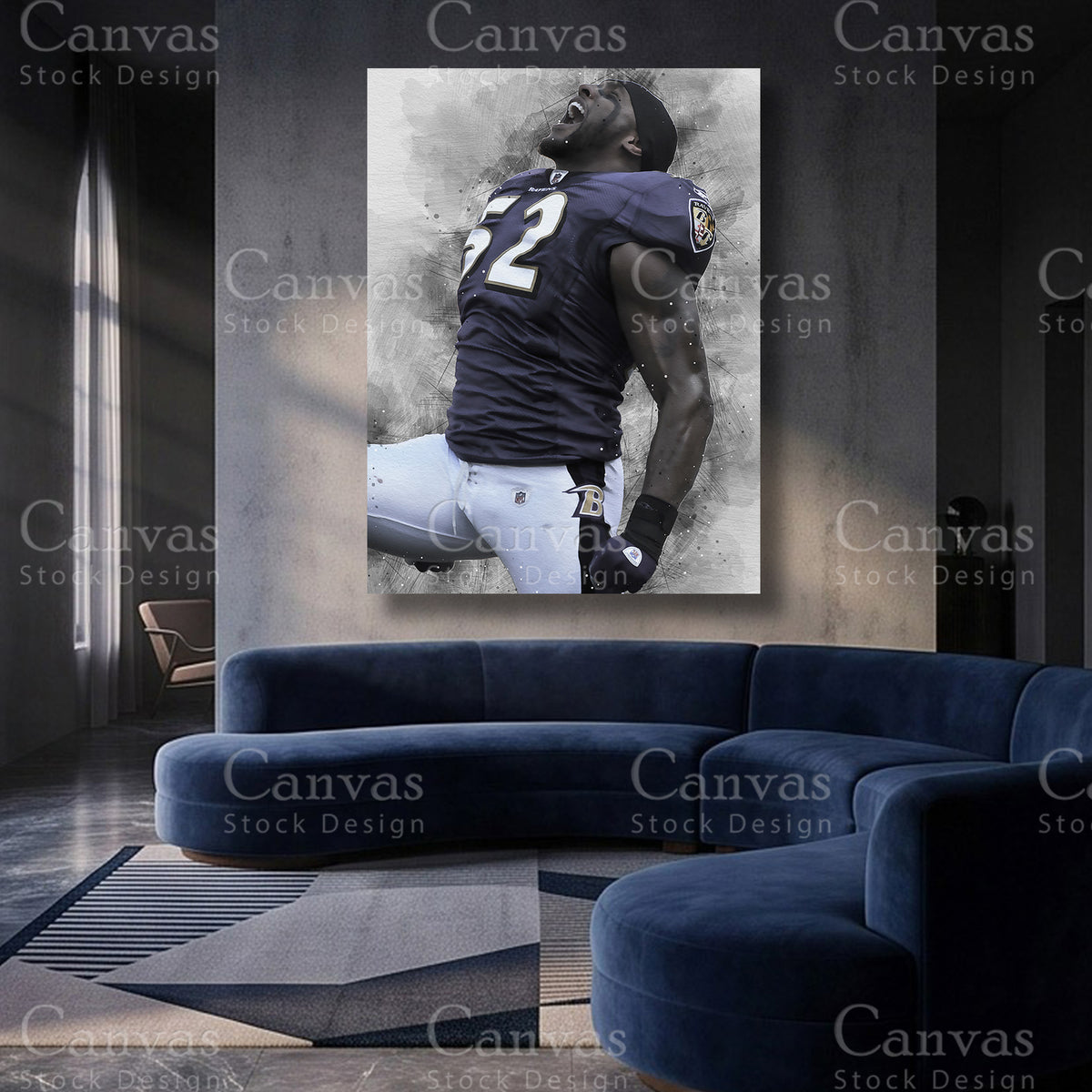 Ray Lewis premium football canvas artwork