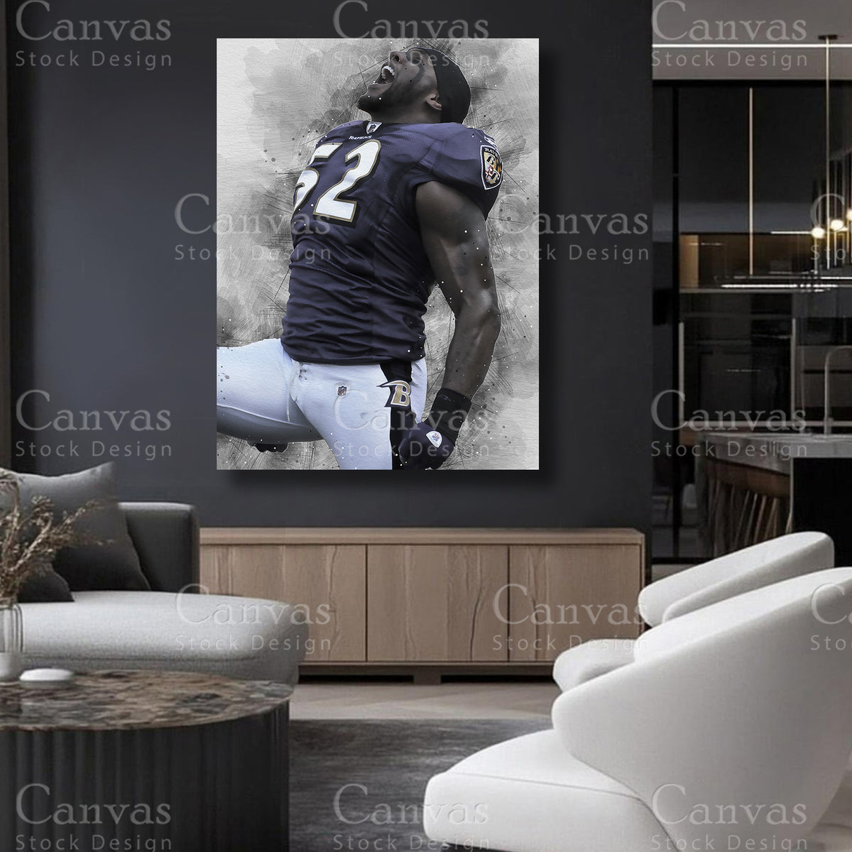 Ray Lewis statement football canvas artwork