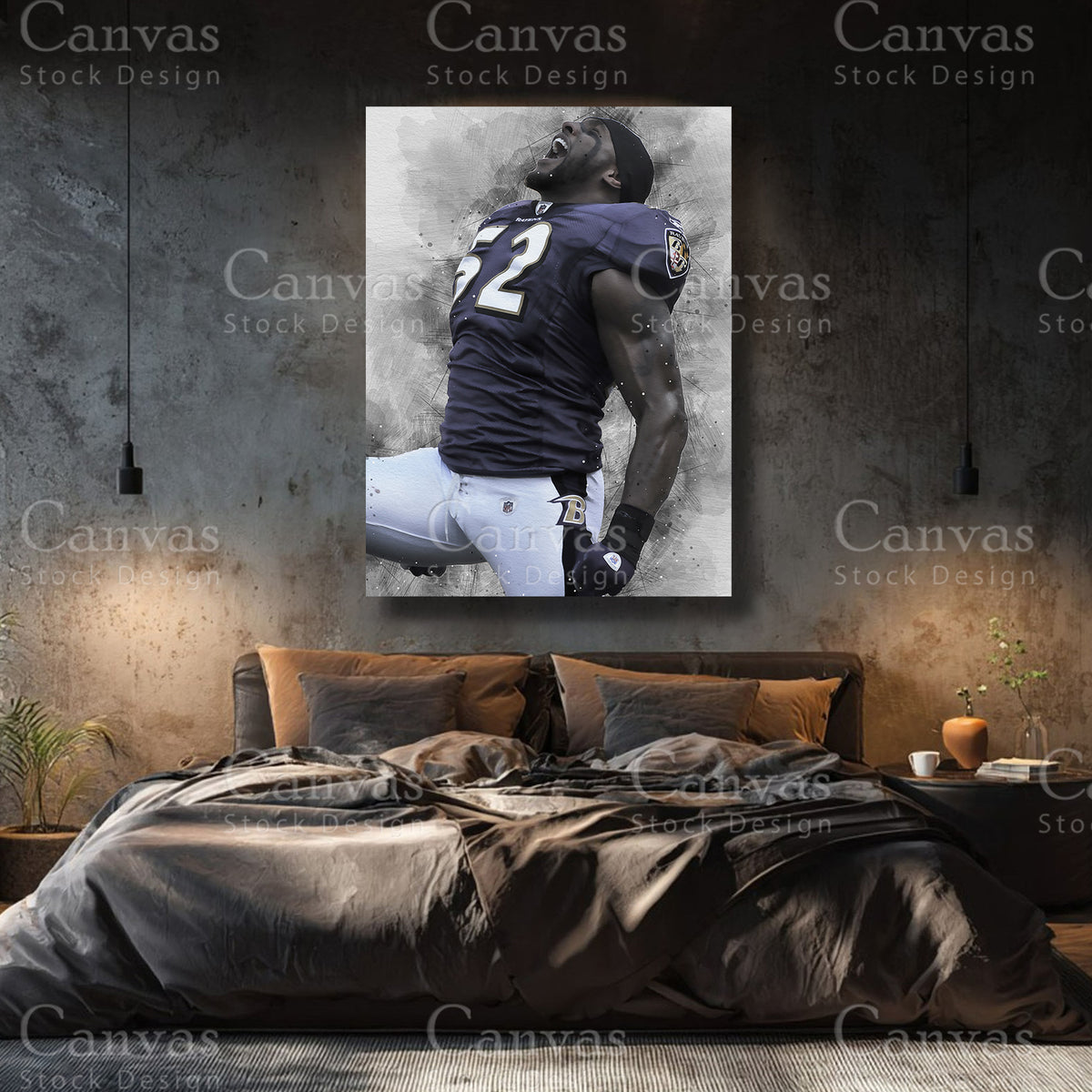 Ray Lewis premium NFL canvas with black floating frame