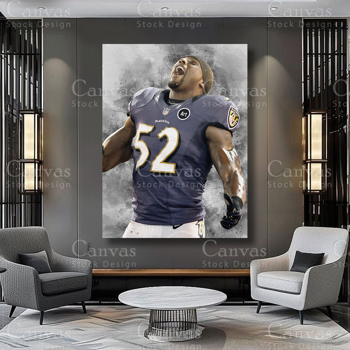 Ray Lewis premium athlete canvas artwork