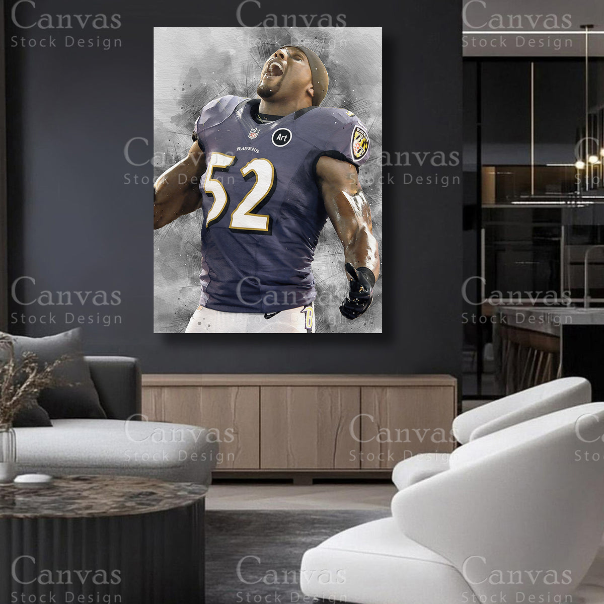Ray Lewis statement football canvas art