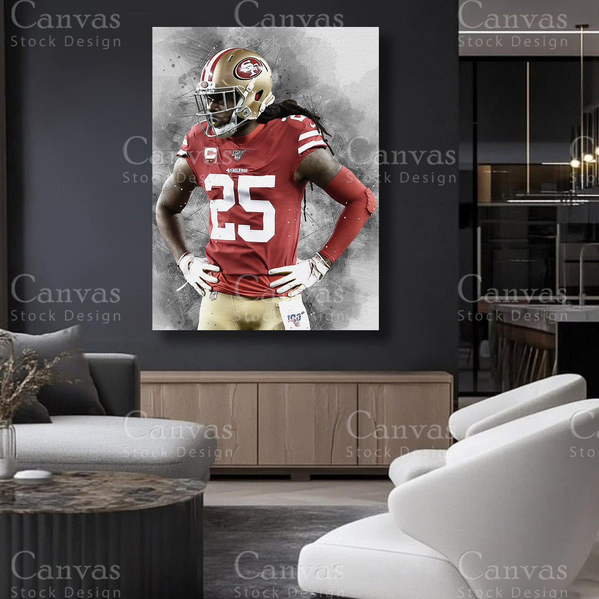 Richard Sherman statement football canvas art