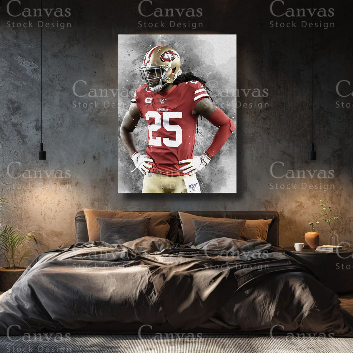Richard Sherman premium NFL canvas with black floating frame