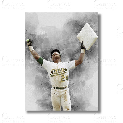 Rickey Henderson baseball legend canvas wall art for fans
