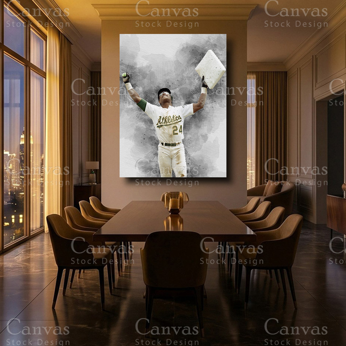 Rickey Henderson sports canvas decor for a home office