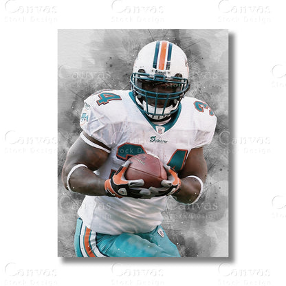Ricky Williams Iconic Football Canvas Wall Art