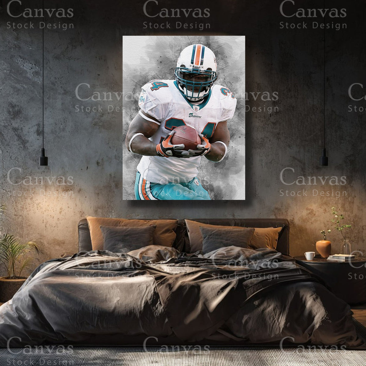 Ricky Williams premium NFL canvas with black floating frame