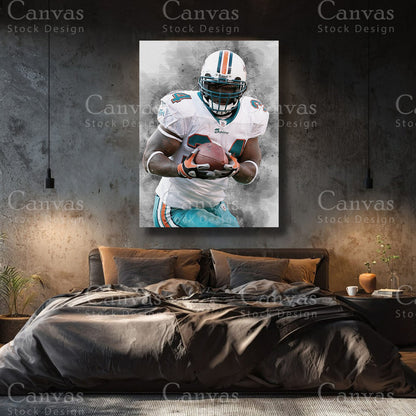 Ricky Williams premium NFL canvas with black floating frame