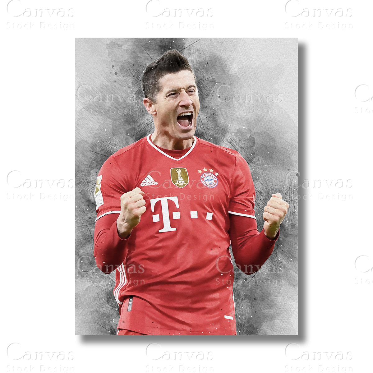 Robert Lewandowski Elite Football Canvas Wall Art