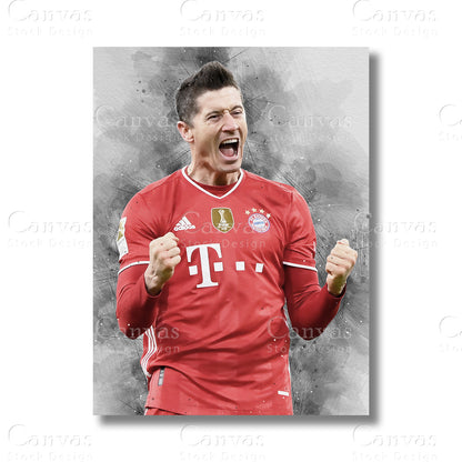 Robert Lewandowski Elite Football Canvas Wall Art