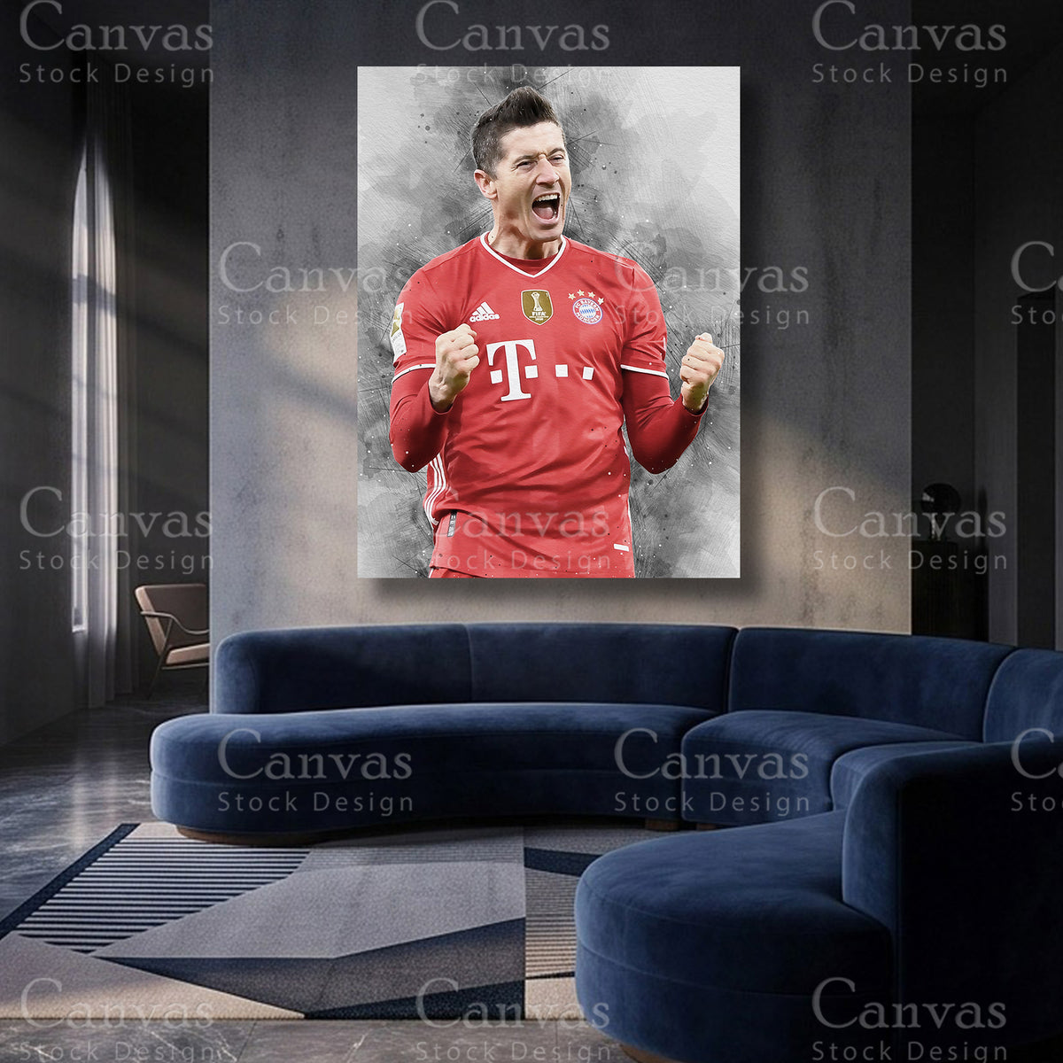 Robert Lewandowski Football Canvas Artwork