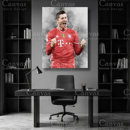 Robert Lewandowski Soccer Canvas Wall Art