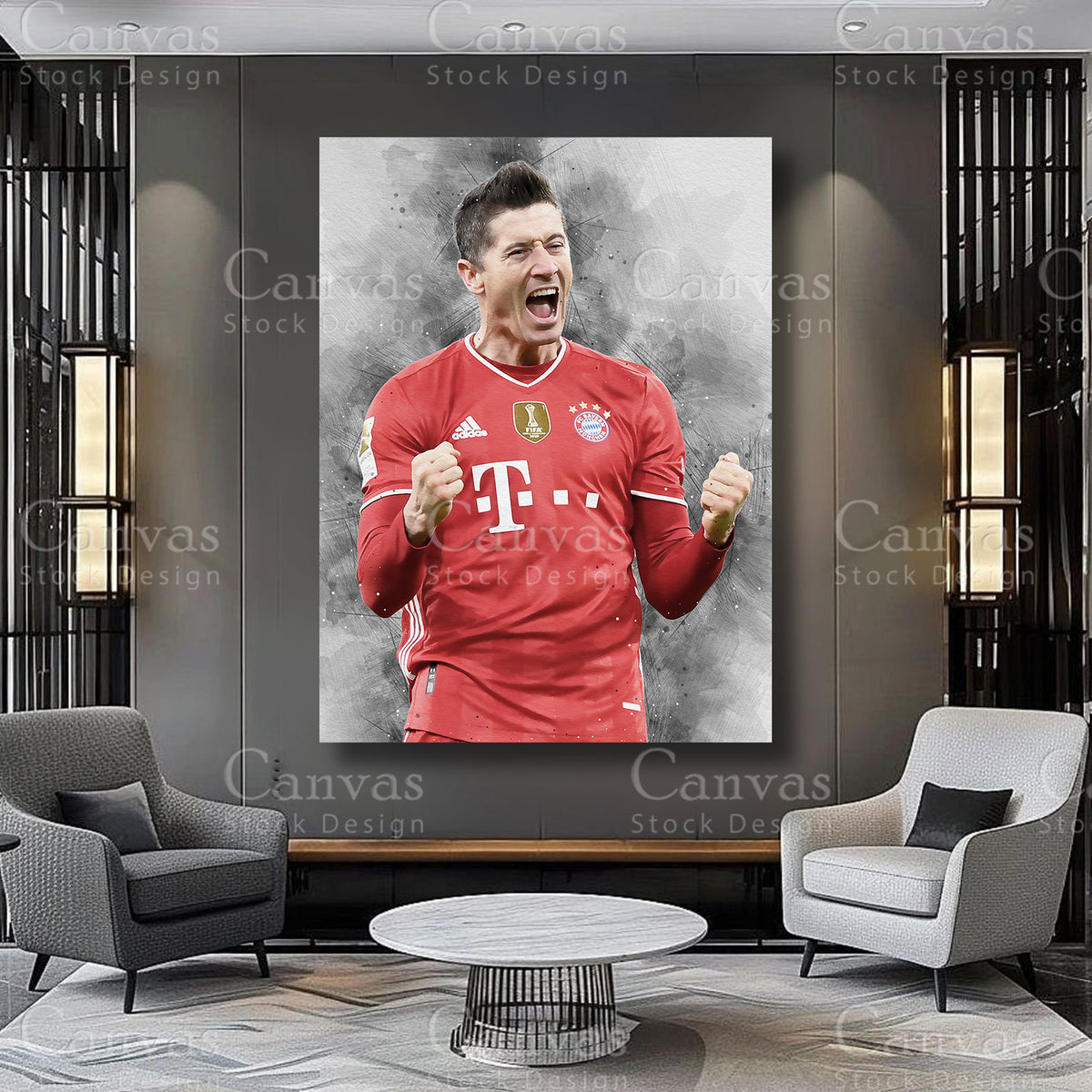 Robert Lewandowski Athlete Wall Art on Premium Canvas