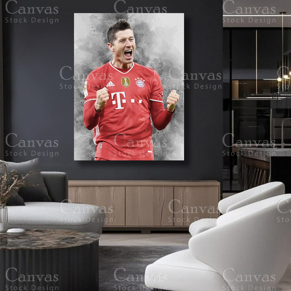 Robert Lewandowski Soccer Canvas for Refined Interiors