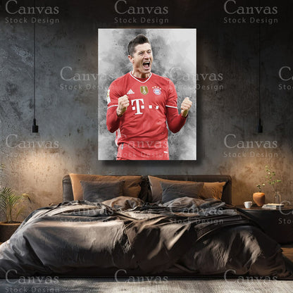 Robert Lewandowski Premium Soccer Canvas Wall Art