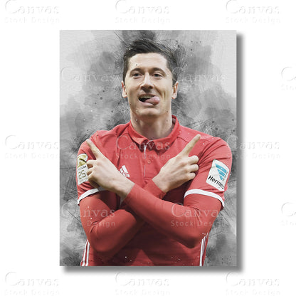 Robert Lewandowski Iconic Soccer Canvas Wall Art