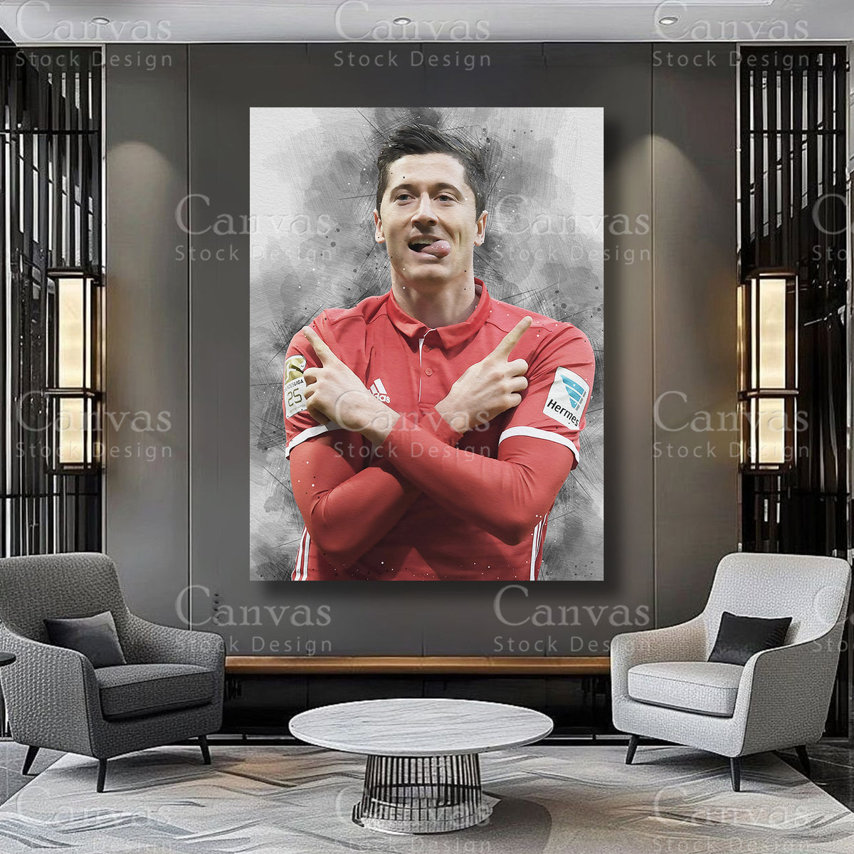 Robert Lewandowski Athlete Wall Art on Premium Canvas