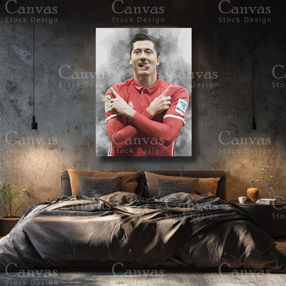 Robert Lewandowski Premium Soccer Canvas Wall Art