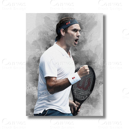 Roger Federer Timeless Tennis Canvas Wall Art