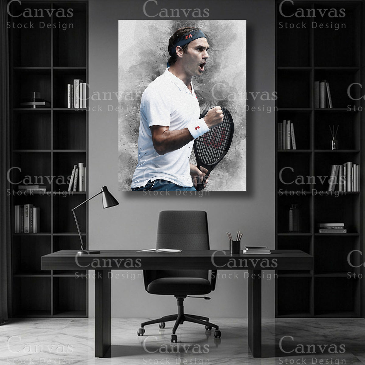 Roger Federer Tennis Player Wall Art on Premium Canvas