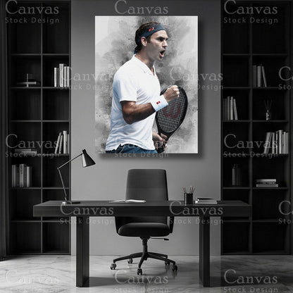 Roger Federer Tennis Player Wall Art on Premium Canvas