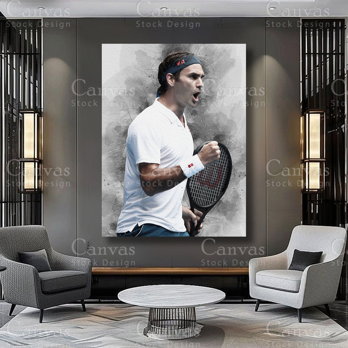 Roger Federer Athlete Canvas Wall Art