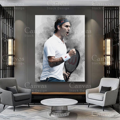 Roger Federer Athlete Canvas Wall Art