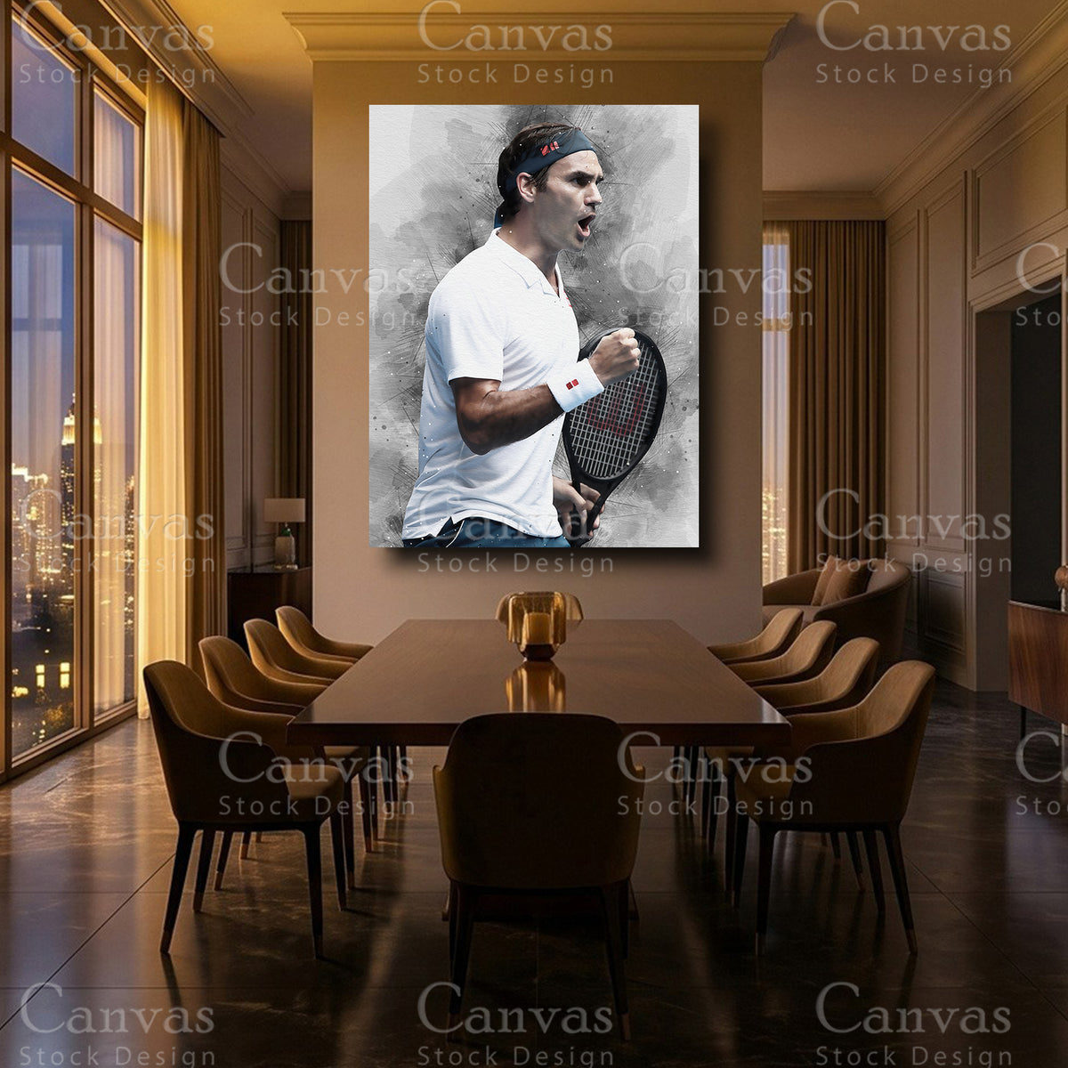 Roger Federer Luxury Tennis Wall Art