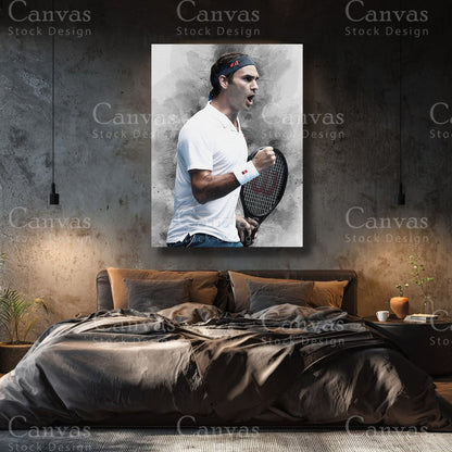Roger Federer Premium Tennis Canvas Wall Art