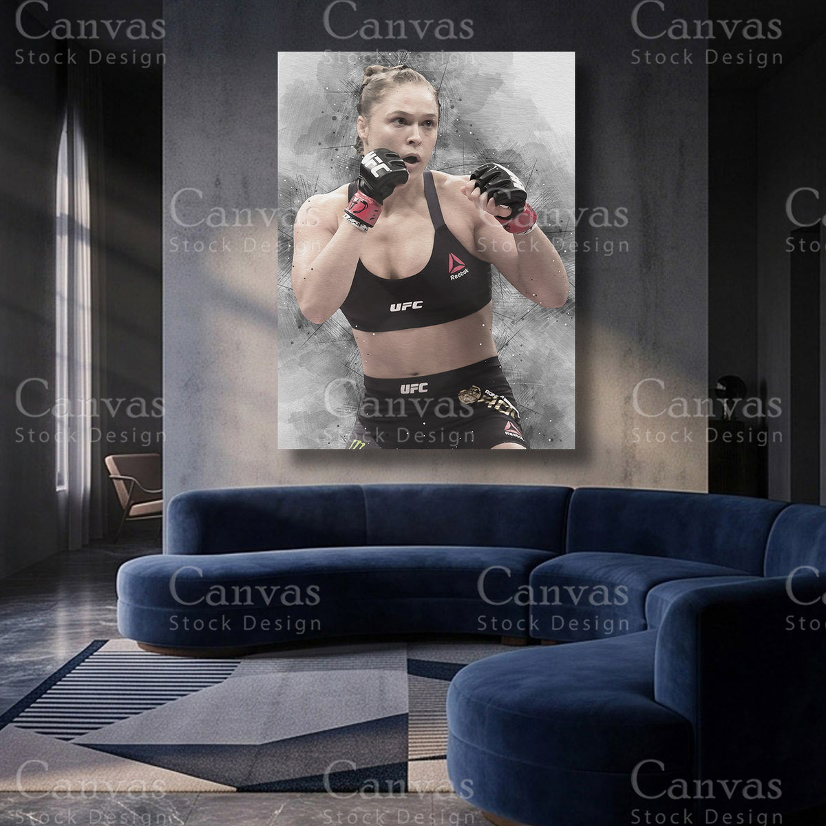 Ronda Rousey MMA canvas artwork for luxury interiors