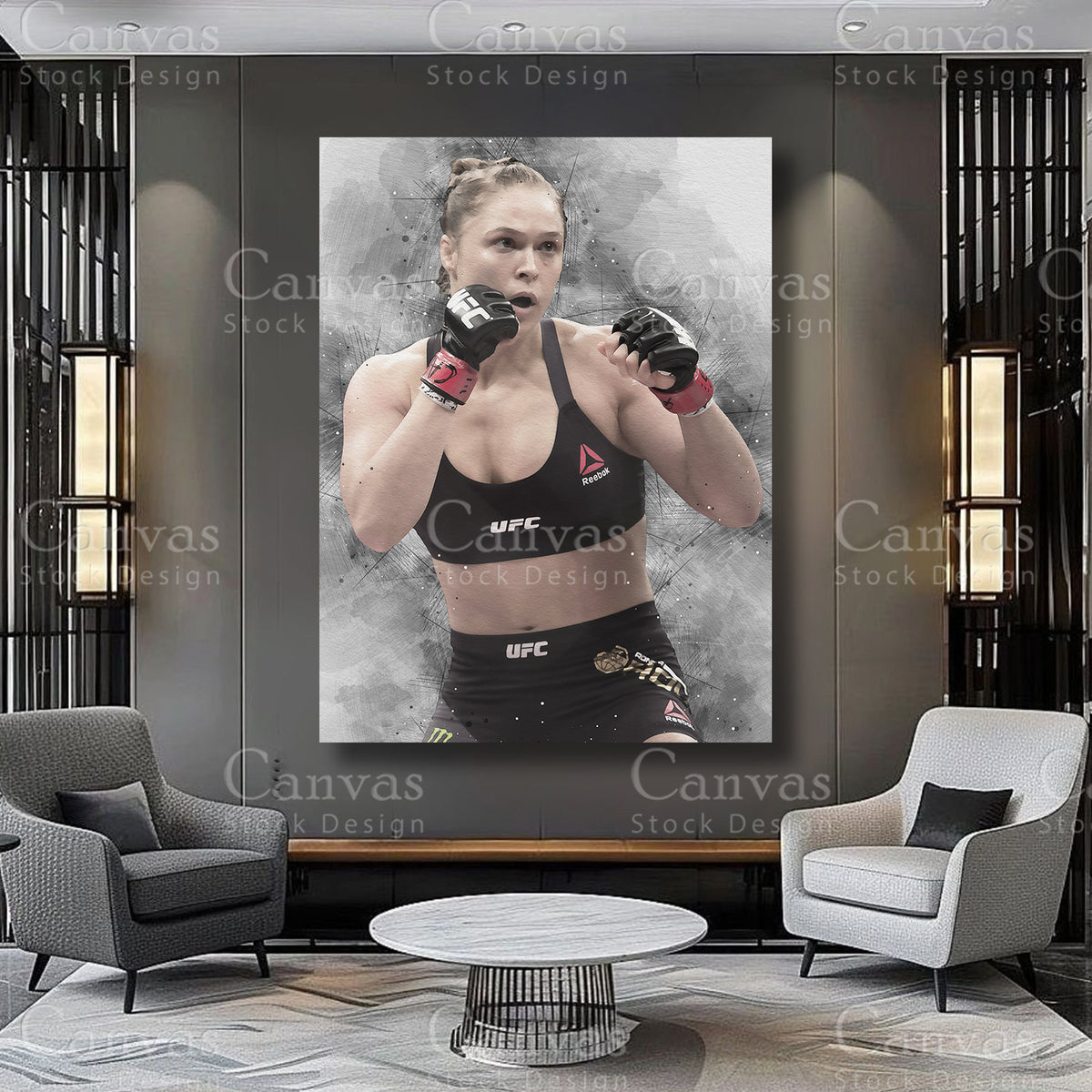 Ronda Rousey combat sports wall artwork on premium canvas