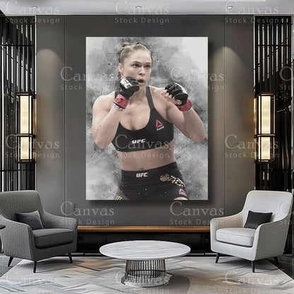 Ronda Rousey combat sports wall artwork on premium canvas