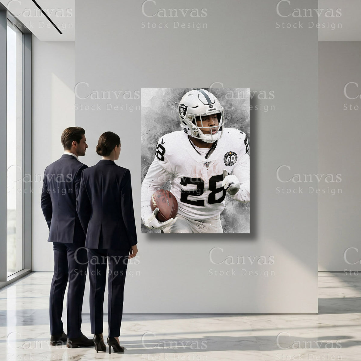 Running back themed canvas artwork inspired by Josh Jacobs