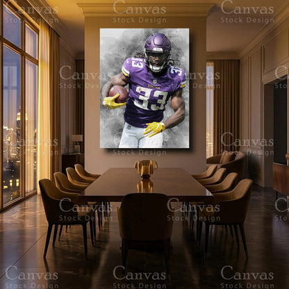 Running back themed canvas wall decor inspired by Dalvin Cook