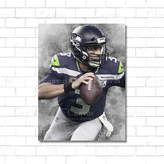 Russell Wilson Canvas Wall Art – NFL Quarterback Poster
