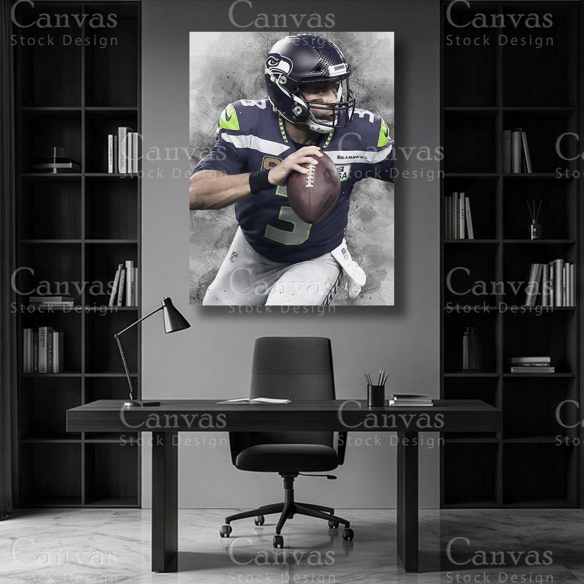 Russell Wilson quarterback football wall art