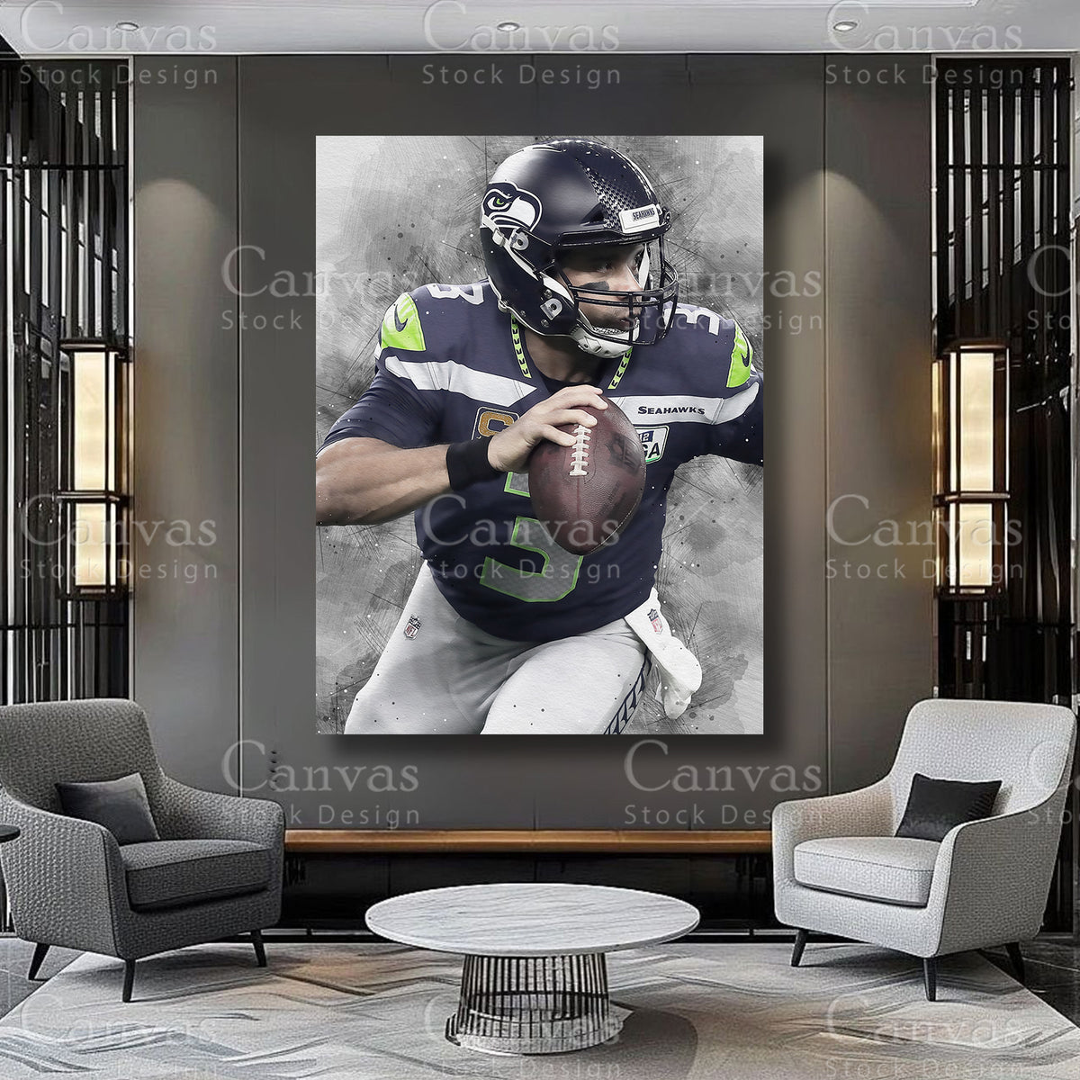 Russell Wilson premium athlete canvas artwork