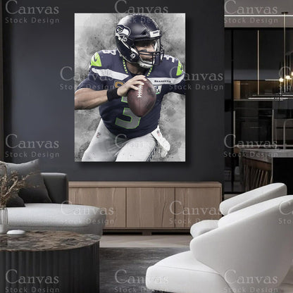 Russell Wilson statement football canvas art